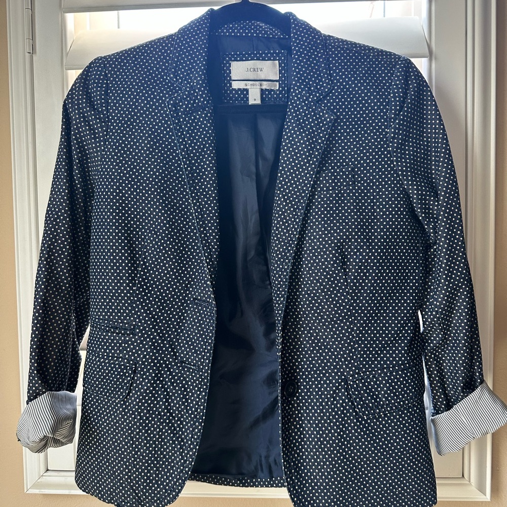 J. Crew Navy Polka Dot Blazer